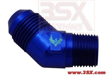 Picture of PHENIX - B61445-4 - Elbow Adapter 45 Degree AN Male to NPT - AN6 to 1/4 NPT - Blue