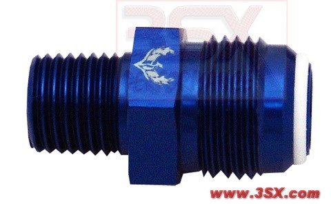 Picture of PHENIX - TB838-4 - Teflok Straight Adapter AN Male to NPT - AN8 to 3/8 NPT - Blue