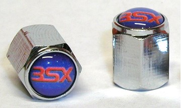 Picture of 3SX Custom Tire Valve Caps Chrome Plated Aluminum - 3SX Logo BLUE
