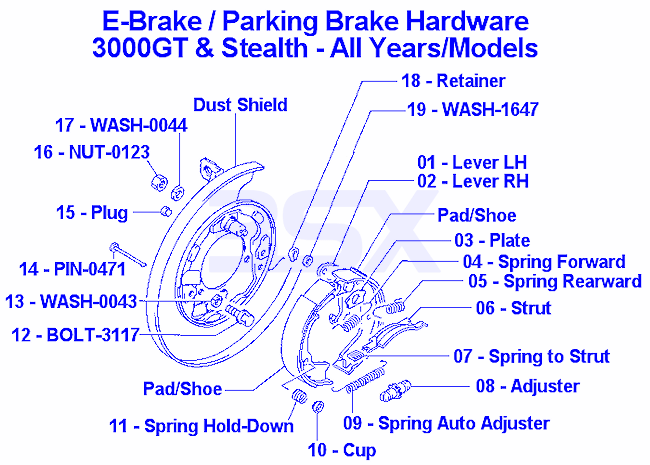 Picture of Ebrake Parts OEM New 3000GT Stealth E-Brake Parts Parking Brake Parts