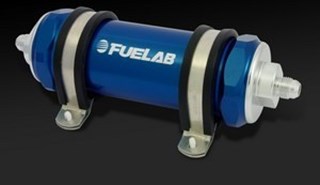 Picture of FueLab Fuel Filter - Long Length - AN10 In/Out - 10u Paper - 82803-3 Blue