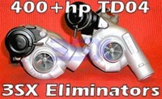 Picture of 3SX TD04 Turbos - 3SX Eliminators V2 - 400+hp Turbos PAIR with Oil Line Kit