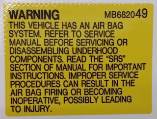 Picture of Air Bag Warning Decal 3SX