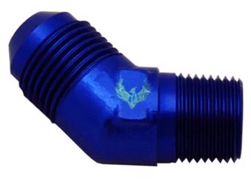 Picture of PHENIX - B41445-4 - Elbow Adapter 45 Degree AN Male to NPT - AN4 to 1/4 NPT - Blue